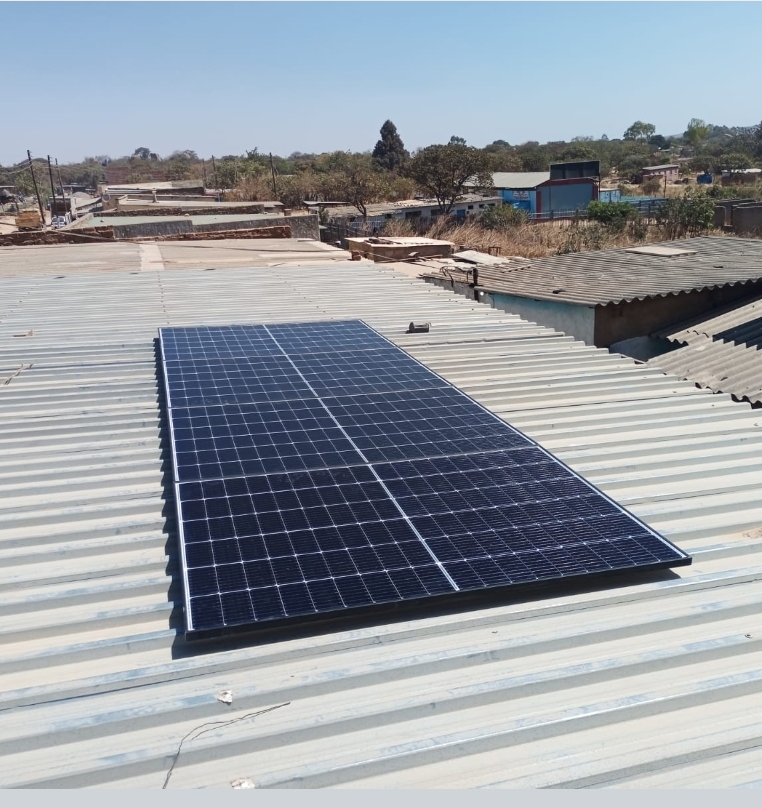 Solar panels on flat roof